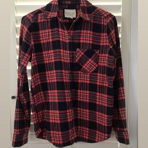 Forever 21 coral/blue flannel size Small